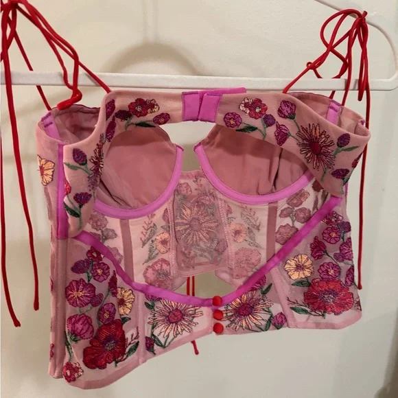 For Love And Lemons Pink Floral Lace-Up Corset - Picture 3 of 4